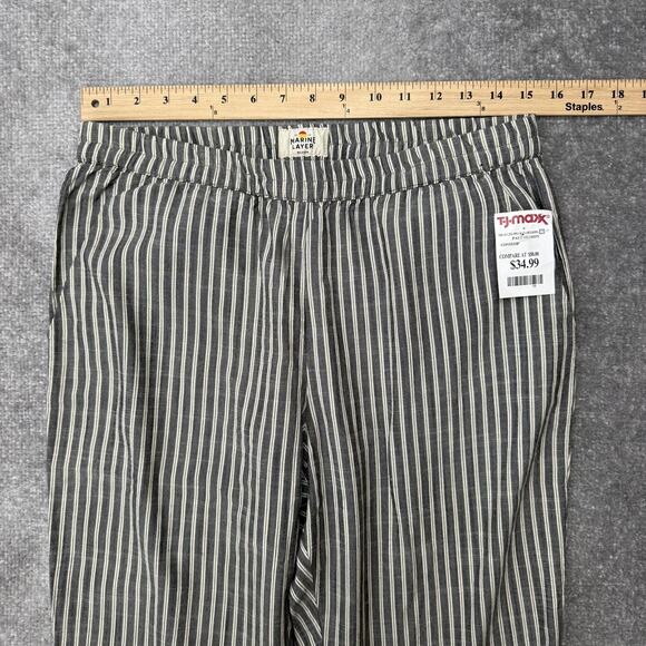 Marine Layer Pants Women Medium Black White Stripe Tencel Pull On Relaxed Casual - Picture 7 of 12